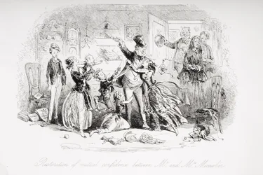 Restoration of Mutual Confidence Between Mr. and Mrs. Micawber, Illustration from 